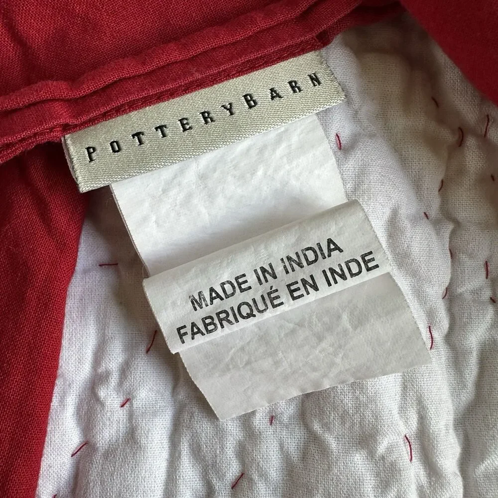 Lot 2 Pottery Barn Bohemian Floral Harlow Wholecloth Shams Euro Red Quilt